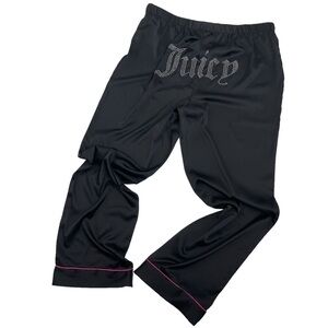 Juicy Couture Women’s Size Large Black Satin Rhinestone Pajama Pants NWT